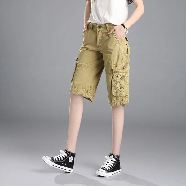 BEIGE CARGO SHORTS FÜR DAMEN KLASSISCH Beige / XS