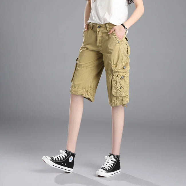 BEIGE CARGO SHORTS FÜR DAMEN KLASSISCH Beige / XS