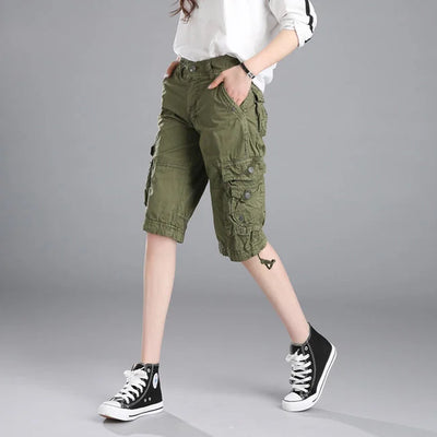 BEIGE CARGO SHORTS FÜR DAMEN KLASSISCH Khaki / XS