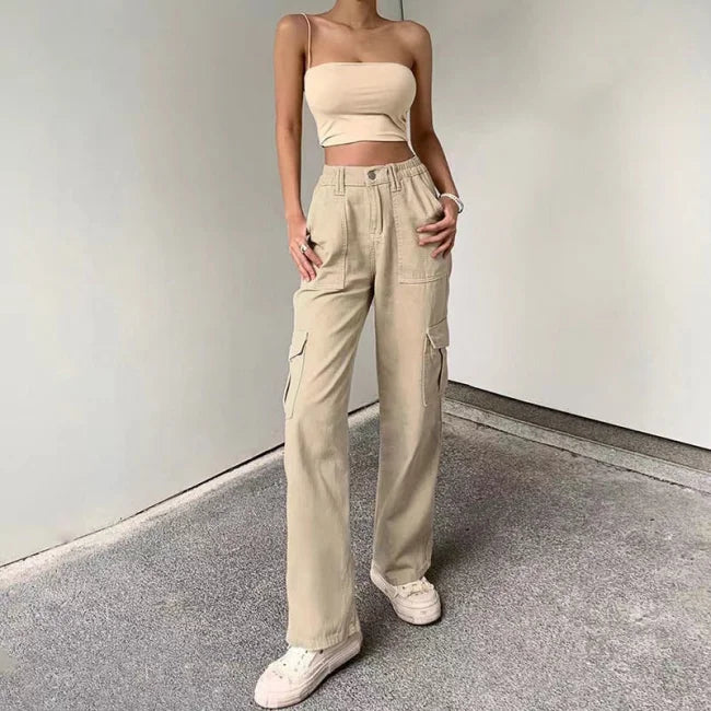 BEIGE CASUAL CARGO JEANS Beige / S