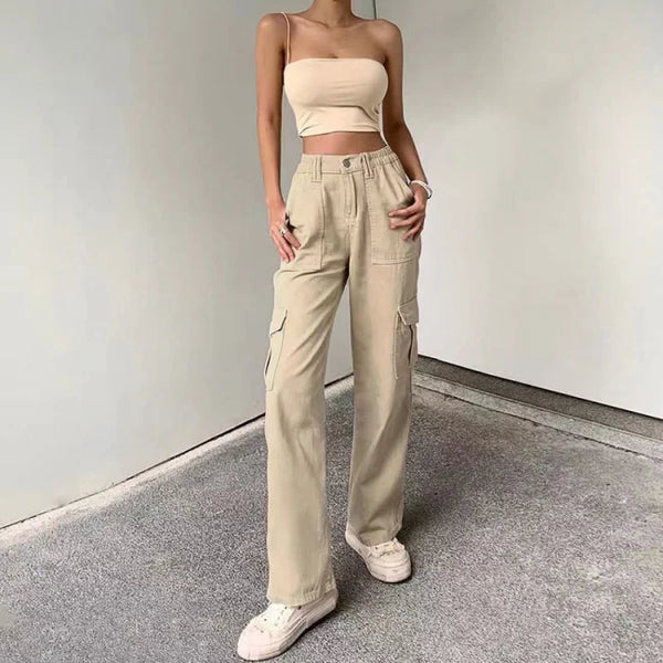 BEIGE CASUAL CARGO JEANS Beige / S
