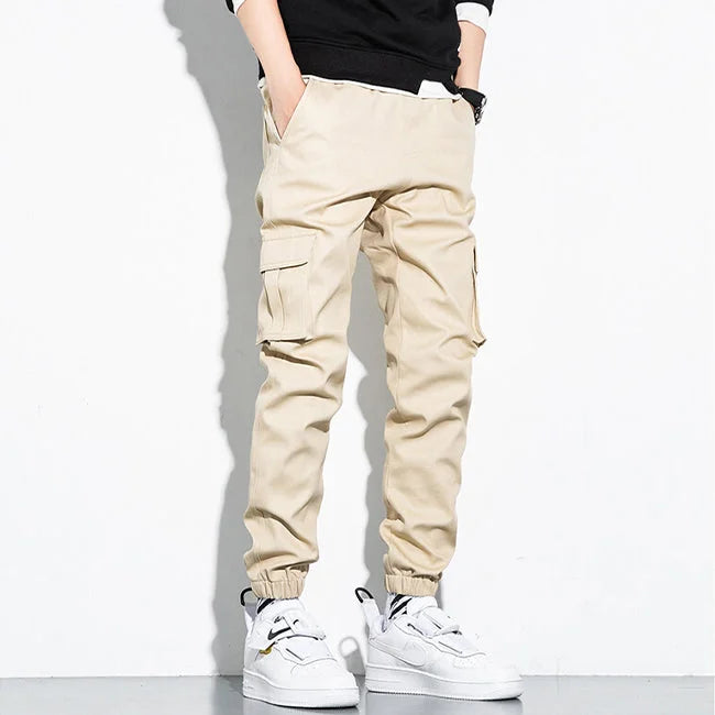 BEIGE SLIM CARGO HOSE HERREN