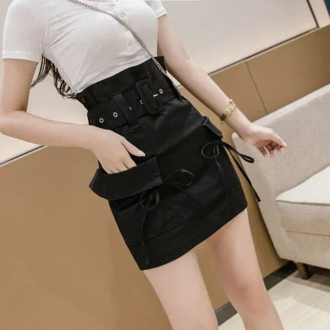 BEIGER HIGH WAIST CARGO ROCK Schwarz / S