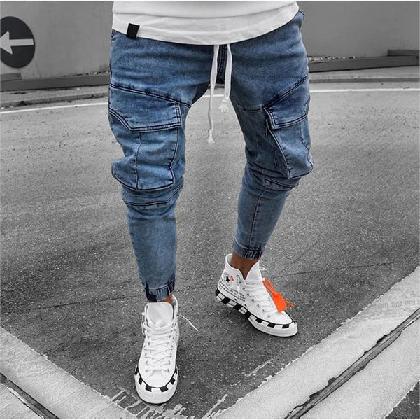 BLAUE SLIM FIT HERREN CARGO JEANS Blau / XS