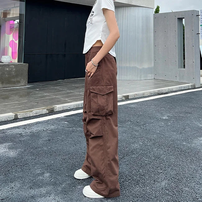 BRAUNE DAMEN CARGO HOSE MIT SCHLAGBEINEN