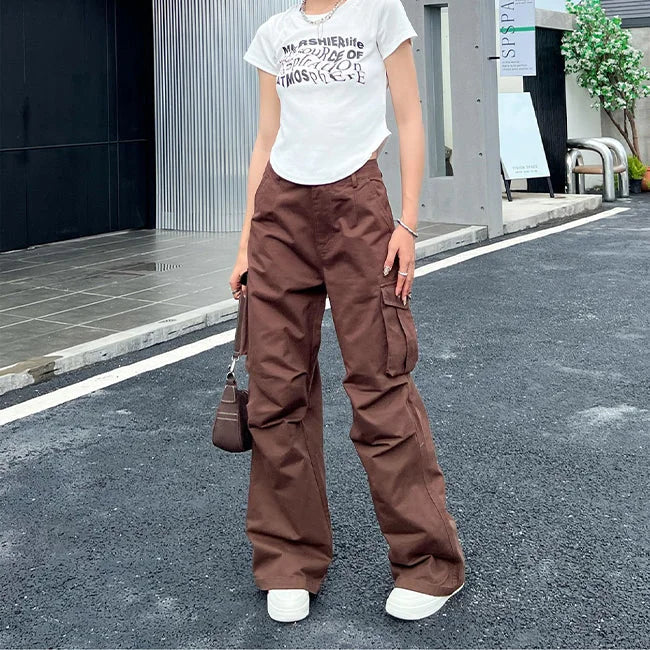 BRAUNE DAMEN CARGO HOSE MIT SCHLAGBEINEN Braun / M