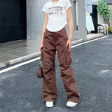 BRAUNE DAMEN CARGO HOSE MIT SCHLAGBEINEN Braun / M