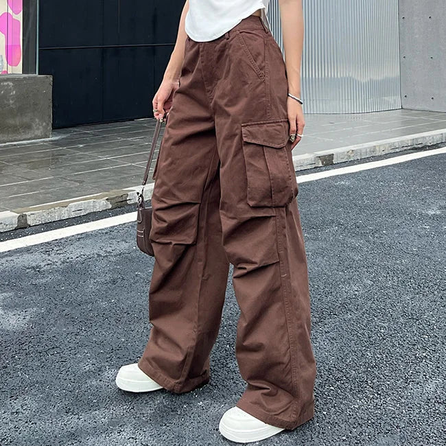 BRAUNE DAMEN CARGO HOSE MIT SCHLAGBEINEN