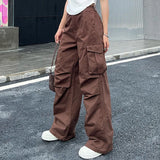BRAUNE DAMEN CARGO HOSE MIT SCHLAGBEINEN