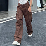 BRAUNE DAMEN CARGO HOSE MIT SCHLAGBEINEN