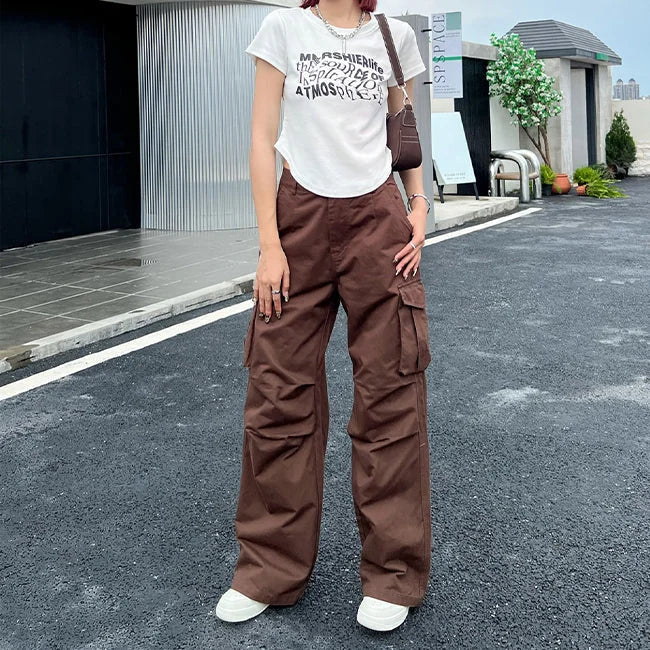 BRAUNE DAMEN CARGO HOSE MIT SCHLAGBEINEN