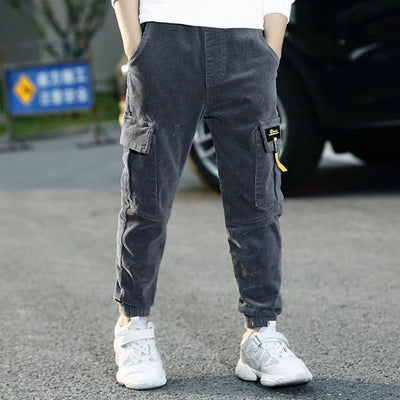 CARGO HOSE KLEINE GRÖSSEN AUS WEICHEM VELOURS Grau / 3 jahre