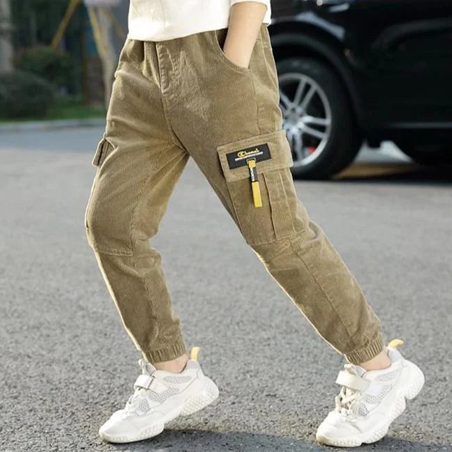 CARGO HOSE KLEINE GRÖSSEN AUS WEICHEM VELOURS Beige / 3 jahre