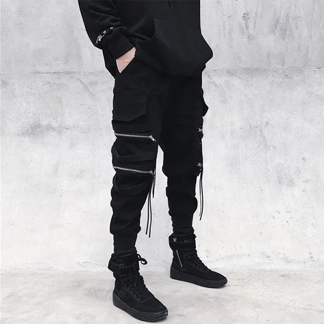 CARGO HOSE MIT REISSVERSCHLUSSTASCHEN Schwarz / S