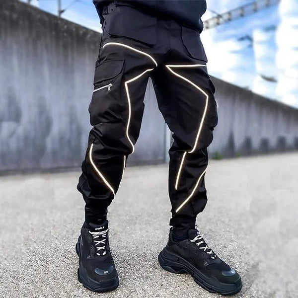 CARGO HOSEN MIT REFLEKTIERENDEN ELEMENTEN Schwarz / S