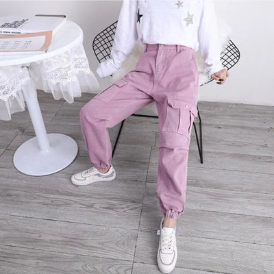 DAMEN CARGO HOSE BLASSROSA HIGH WAIST