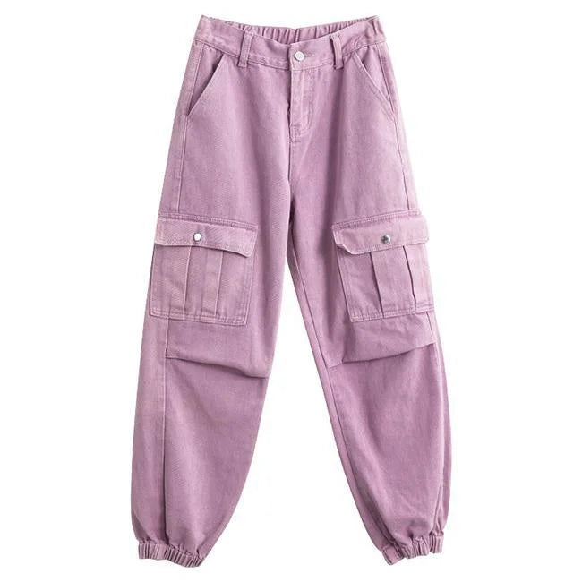 DAMEN CARGO HOSE BLASSROSA HIGH WAIST