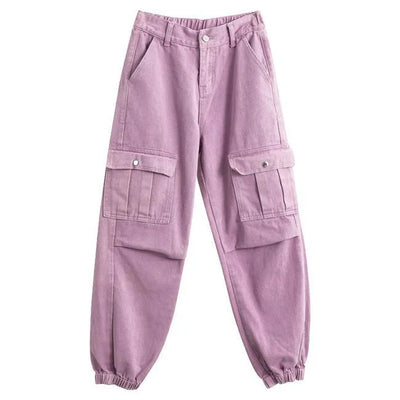 DAMEN CARGO HOSE BLASSROSA HIGH WAIST