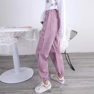 DAMEN CARGO HOSE BLASSROSA HIGH WAIST