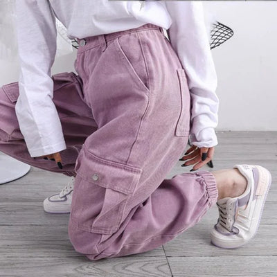 DAMEN CARGO HOSE BLASSROSA HIGH WAIST