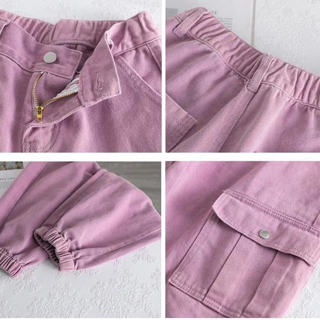 DAMEN CARGO HOSE BLASSROSA HIGH WAIST