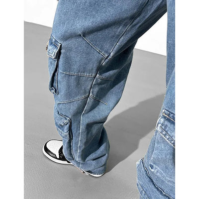 DAMEN CARGO JEANS MIT MEHREREN TASCHEN GEWASCHEN