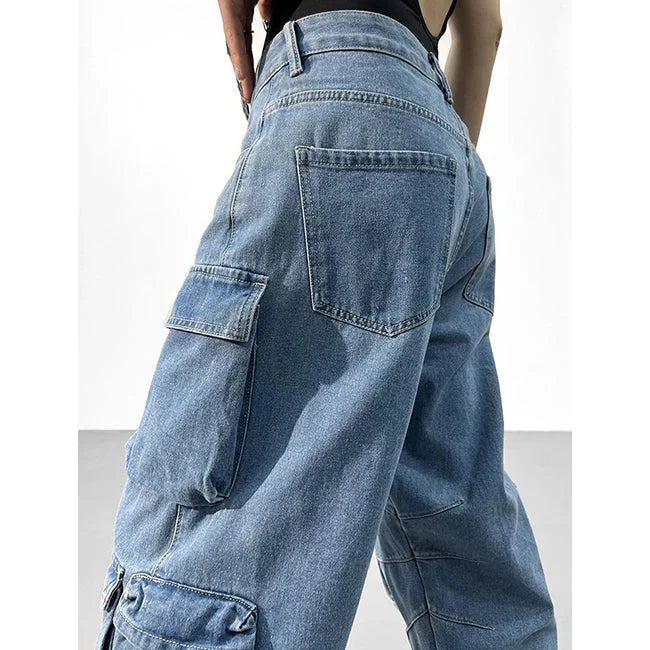 DAMEN CARGO JEANS MIT MEHREREN TASCHEN GEWASCHEN