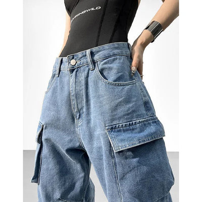 DAMEN CARGO JEANS MIT MEHREREN TASCHEN GEWASCHEN