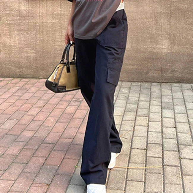 DAMEN CARGO JEANS NAVY BLAU