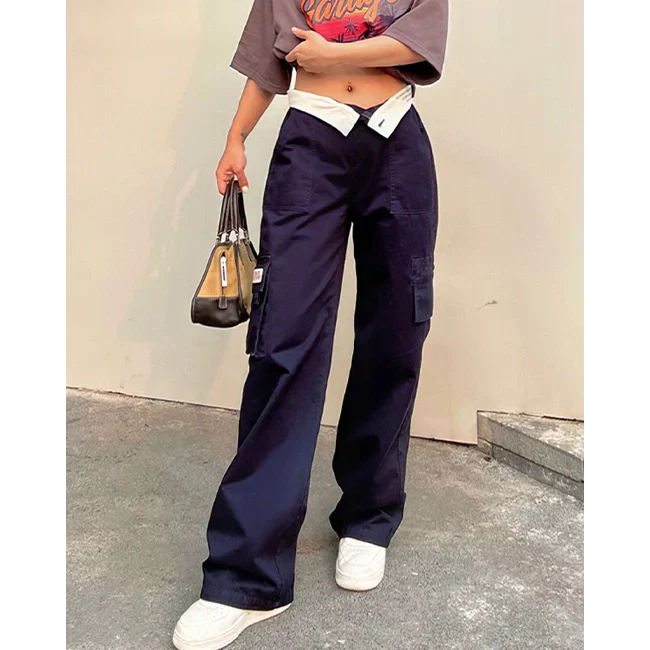 DAMEN CARGO JEANS NAVY BLAU