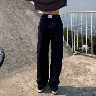 DAMEN CARGO JEANS NAVY BLAU