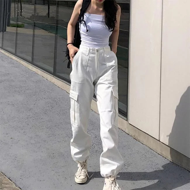 DAMEN HIGH WAIST CARGO HOSE NASHI