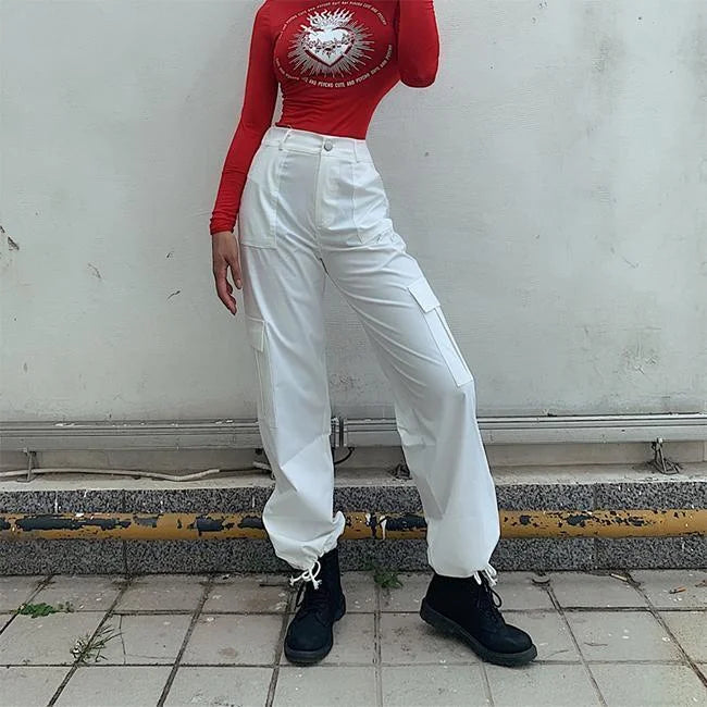 DAMEN HIGH WAIST CARGO HOSE NASHI