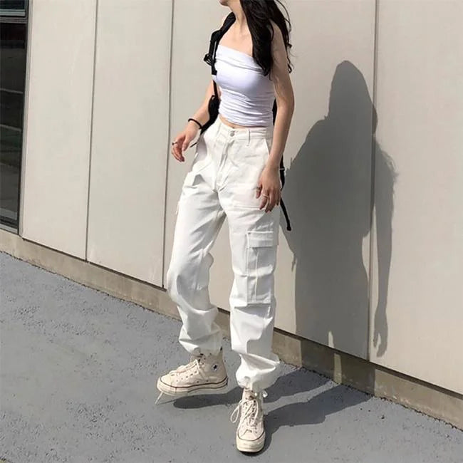 DAMEN HIGH WAIST CARGO HOSE NASHI