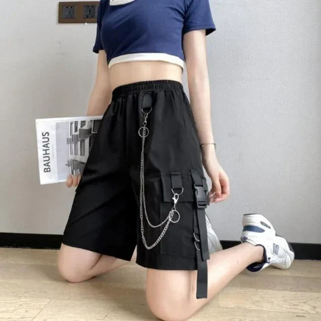 DAMEN HOSENROCK MIT TASCHEN UND KETTE