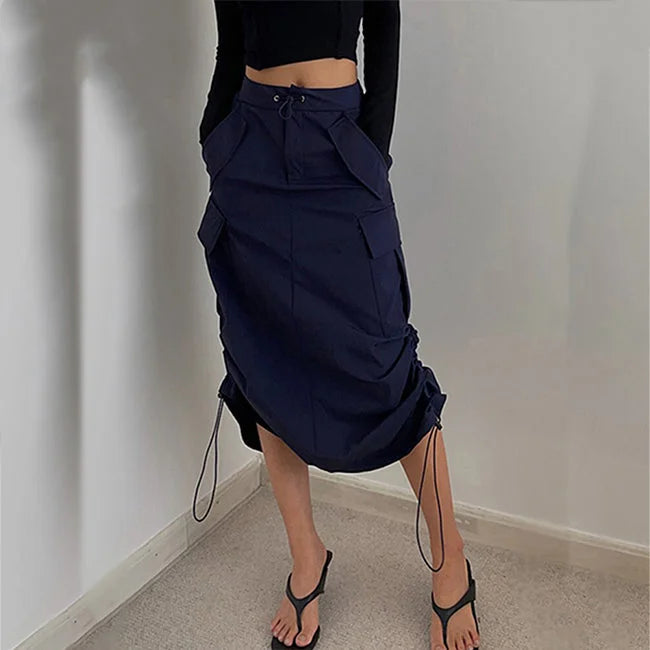 ELASTISCHER LANGER CARGO ROCK Blau / S