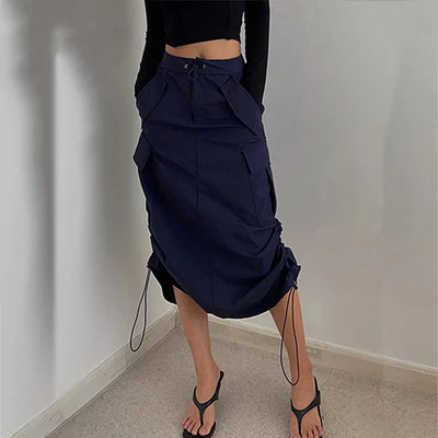 ELASTISCHER LANGER CARGO ROCK Blau / S