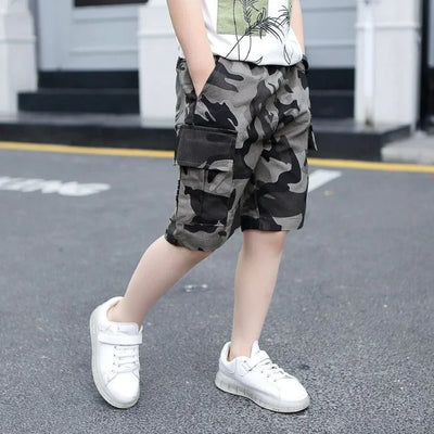 GRAUE CAMOUFLAGE CARGO SHORTS FÜR KINDER