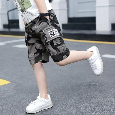 GRAUE CAMOUFLAGE CARGO SHORTS FÜR KINDER