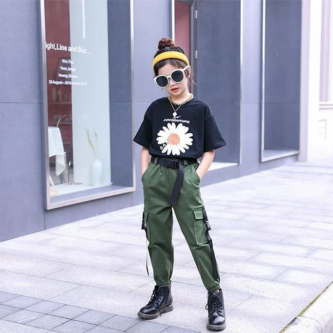 GRÜNE STREETWEAR CARGO HOSE MÄDCHEN