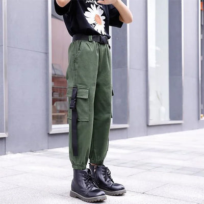 GRÜNE STREETWEAR CARGO HOSE MÄDCHEN