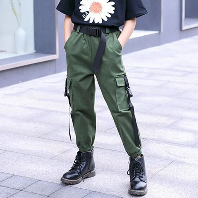 GRÜNE STREETWEAR CARGO HOSE MÄDCHEN