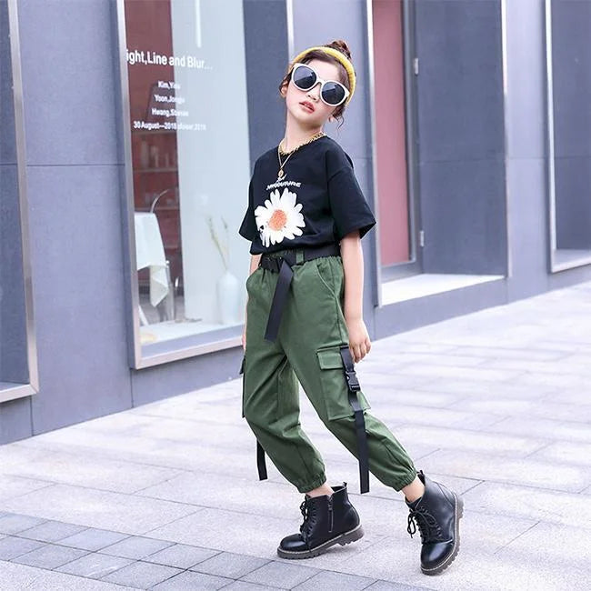 GRÜNE STREETWEAR CARGO HOSE MÄDCHEN