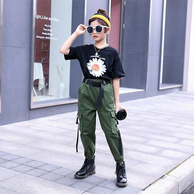 GRÜNE STREETWEAR CARGO HOSE MÄDCHEN