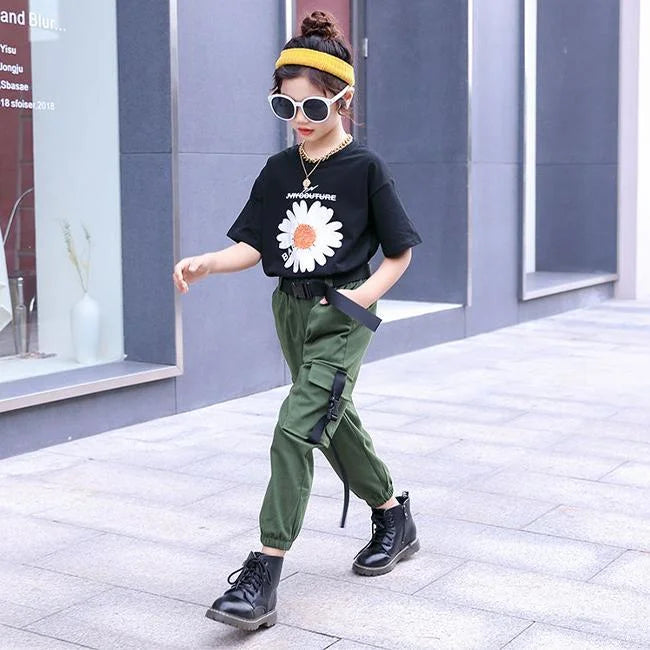 GRÜNE STREETWEAR CARGO HOSE MÄDCHEN