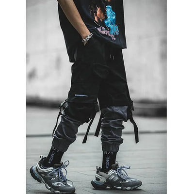 HERREN CARGO HOSE MIT GURT GRAU SCHWARZ