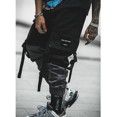 HERREN CARGO HOSE MIT GURT GRAU SCHWARZ