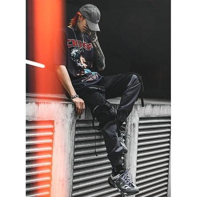 HERREN CARGO HOSE MIT GURT GRAU SCHWARZ