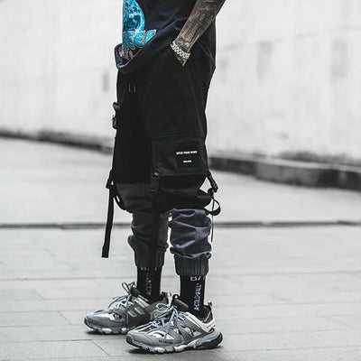 HERREN CARGO HOSE MIT GURT GRAU SCHWARZ