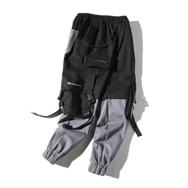 HERREN CARGO HOSE MIT GURT GRAU SCHWARZ